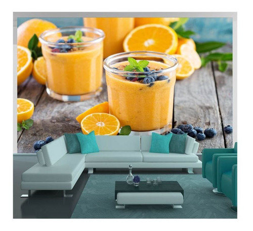 Papel De Parede Suco Frutas Smoothies Polpa 3d 8m² Al174