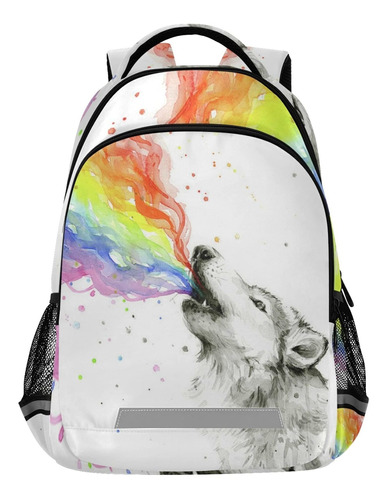 Animal Wolf Rainbow Mochilas Laptop School Book Bag Moc...