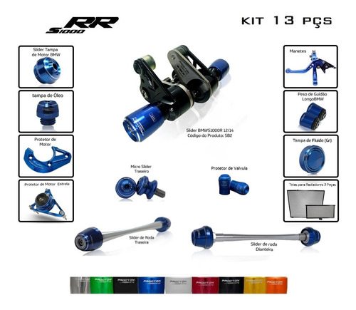 Kit Slider Procton Racing Bmw S1000rr 2012 A 2014 - 13 Peças