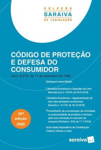 Código De Proteção E Defesa Do Consumidor - Coleção Sar, De A Saraiva. Editora Saraiva Jur, Capa Mole Em Português