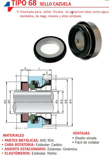 Sello Mecanico Tipo 68 1/2 Pulgada