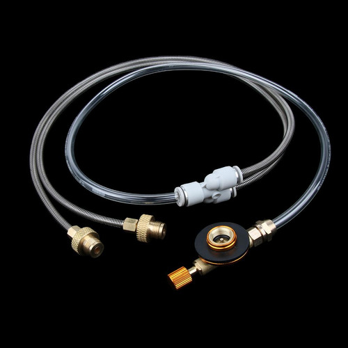 Camping Stove Propane Flat Gas Tank Connector 2 Way Hoses