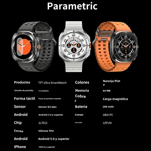 Reloj Smart Watch 7 Ultra 1.5 Bt Para Samsung Galaxy Amoled