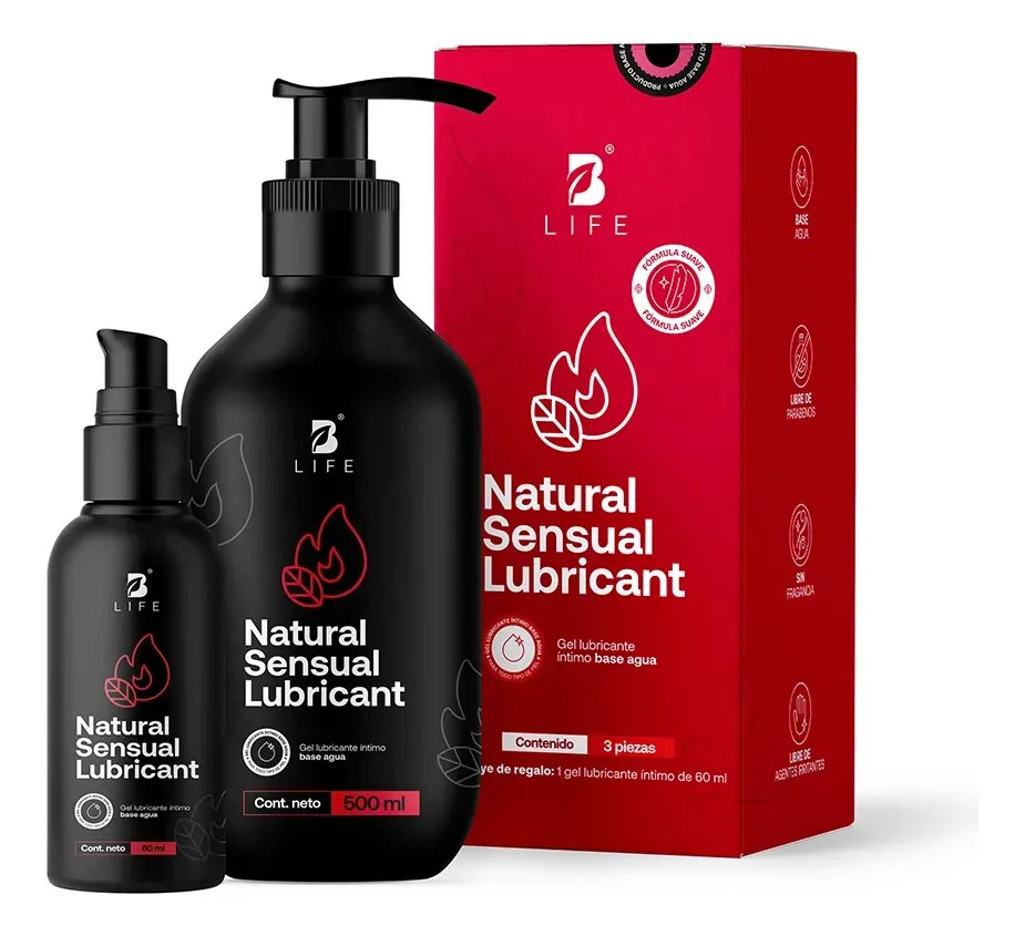 Lubricante Íntimo Base Agua De 500 Ml, Gel Erótico B Life. Sabor Sin Sabor