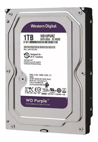 Disco rígido interno Western Digital WD Purple WD10PURZ 1TB roxo