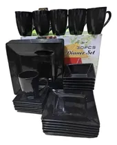 Comprar Juego De Vajilla Cuadrada De 30 Piezas En Color Negro