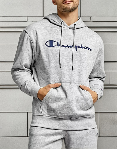 Sudadera Hoodie Champion Original Negra Basic Hombre Comoda