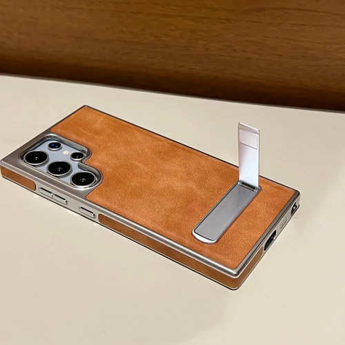 Funda De Teléfono Ultra Para Samsung Galaxy S25/24/s23/s21, S22 Plus, Soporte De Galvanoplastia De Piel Lisa S23fe, Protección Anticaída