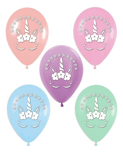 Globos Bombas Estampados X20u Unicornio Pestañas