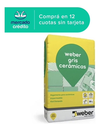 Pegamento Gris Cerámicas Weber 30 K Pared Piso Interior Mm