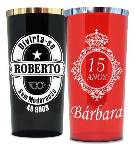 100 Copos Long Drink 320ml Personalizados Com Borda Cor Variadas