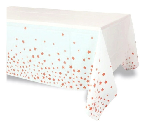 Mantel Blanco Golden Rose Estrellas Plástico Rectangular