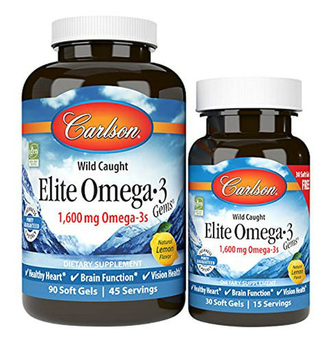 Carlson - Elite Omega-3 Gems, 1600 Mg Omega-3, Wild Caught,