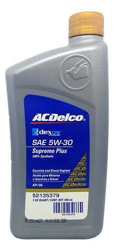 Aceite 5w30 Cuarto Dex2 Acdelco Acdelco 52135379