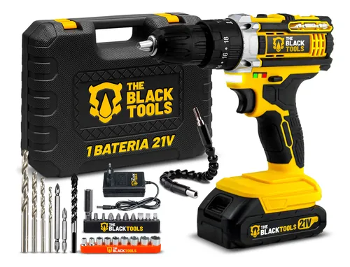 Parafusadeira E Furadeira Impacto The Black Tools Tb-21pw 3/8 Cor...
