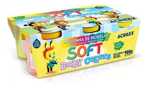 Massinha Soft Baby Colors Com 6 150g Acrilex Art Kids
