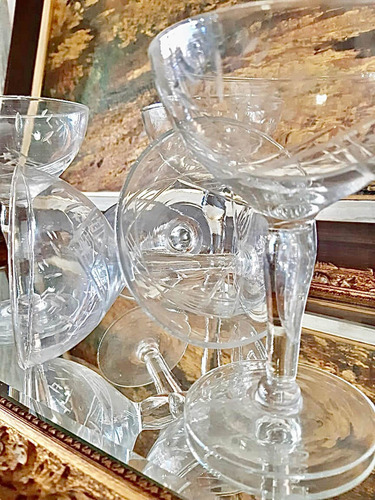 Juego De 11 Copas Sidra Champagne Talladas Antiguas