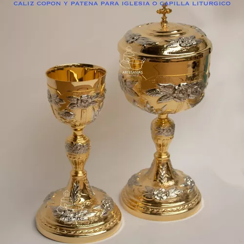 Caliz Copon Y Patena Vasos Sagrados Liturgico Extra Grande
