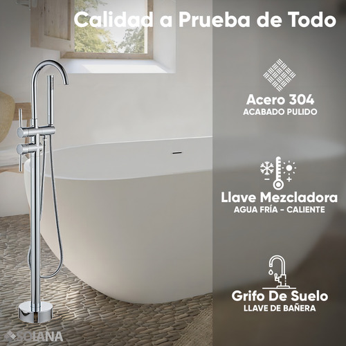 Solana BT6008 kit bañera estilo vintage 170x80x60 Cm y grifo cuello cisne color blanco y silver