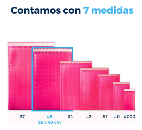 20 Sobres Con Burbuja Rosa Para #5 | 26 X 40 Cm