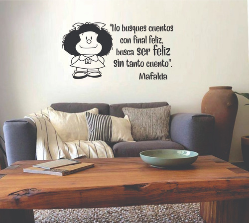 Vinil Decorativo Pared 58 X 115 Cms Negro Mafalda No Busques