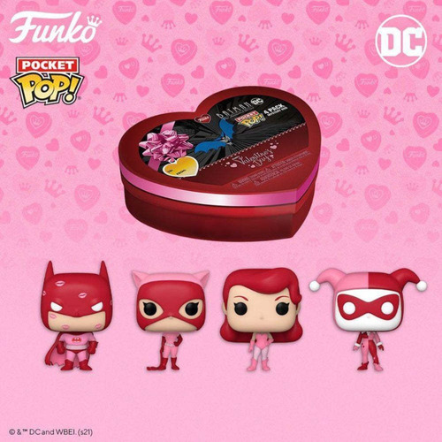 Paquete Corazón De 4 Mini Funko Pops Batman Animado Limitado