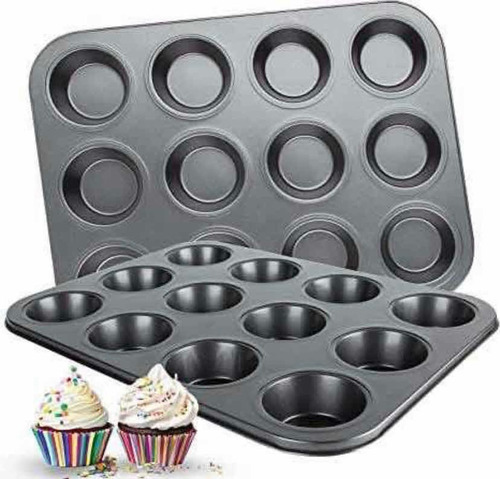 Molde Para Cupcakes 12 Metalica Muffins Mantecadas Colores