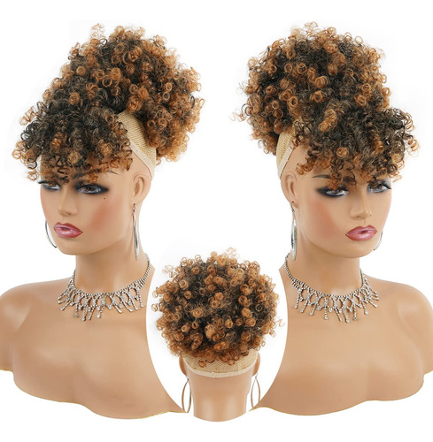 Cola De Caballo Afro Con Cordón Y Clip Rizado Para Mujer