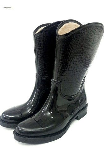 Botas De Lluvia Mujer Cortas Forradas Corderito Invierno !