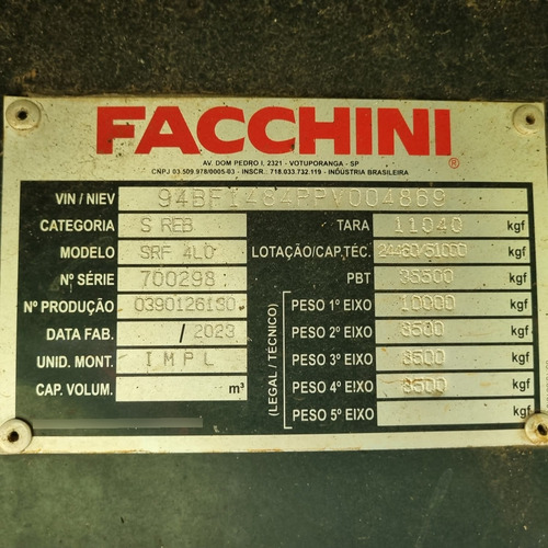 Sider 4 Eixo Facchini 2023 Com Pneus Pronto Para Trabalhar