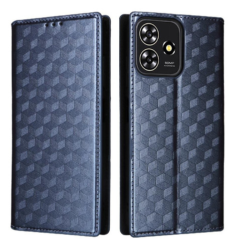 Funda Para Zte Axon 50 Lite Pu Cuero Cierre Magnético 3d