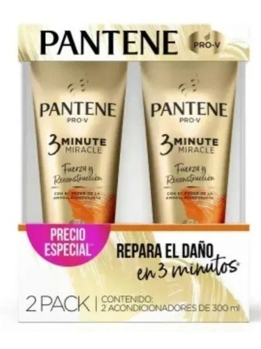 Acondicionador 3 Minute Miracle 2 Pzas. Pantene Pro-v.