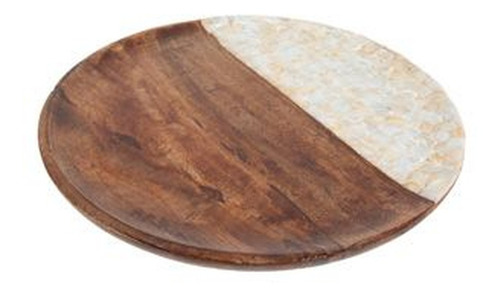 Imagem 1 de 1 de Bandeja Madeira Redonda Mango Natural Madreperola 32x3cm