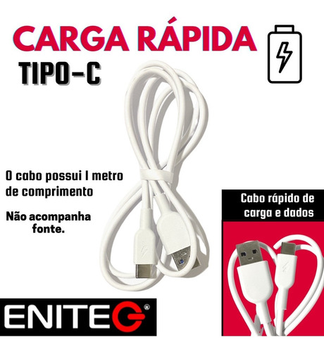 Imagem 3 de 6 de Cabo Carregador Type C Rapido Para Samsung A30 A31 A51 A71