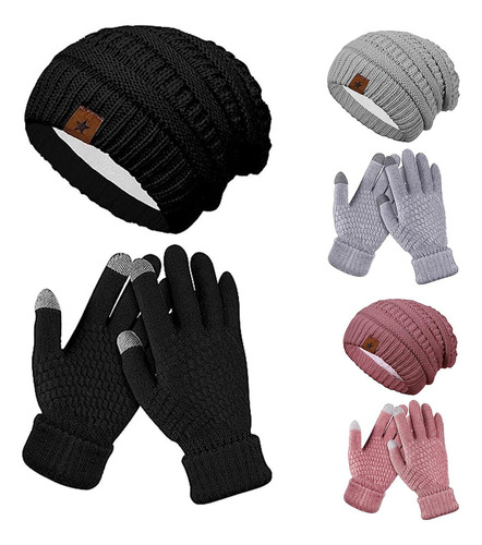 2p Unisex Guante Para Frio Gorros Tejidos Y Guantes Invierno