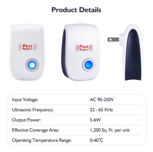 Repelente Ultrasónico Eléctrico De Mosquitos Cucaracha 5pc