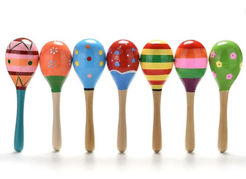 Maraca De Madera Para Niños De Vívidos Colores