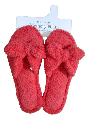 Pantunfla Charter Club Mujer Con Moño Afelpadas Memory Foam