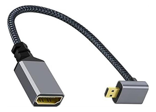 Cablecc 4k Tipo-d 90 Grados En Ángulo Hacia Abajo Micro Hdmi