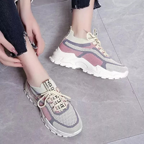 Zapatillas De Tenis Transpirables Color Block Para Mujer