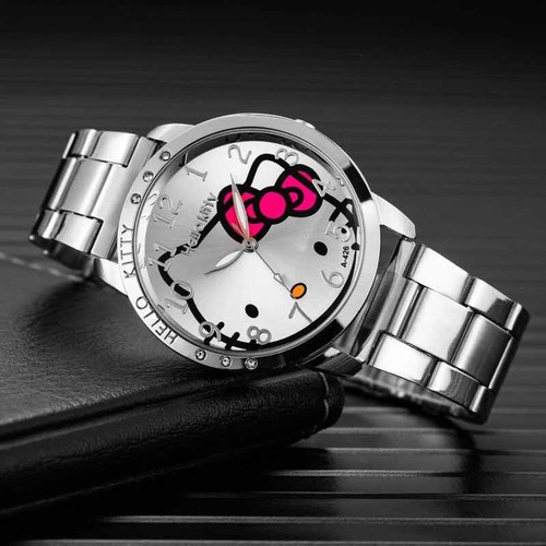 Reloj Hello Kitty Correa Acero Inoxidable Fondo Blanco