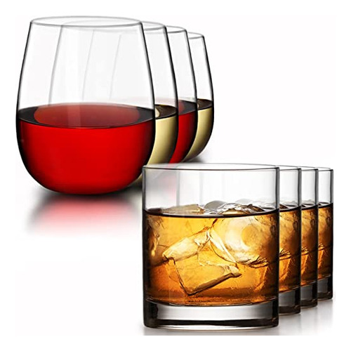 Conjunto Vasos Irrompibles Bravario | 4 Vino, 4 Whiskey