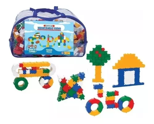 Sacola De Blocos De Montar Discos De Encaixe 1000 Peças - Futura Brinquedos  Educativos