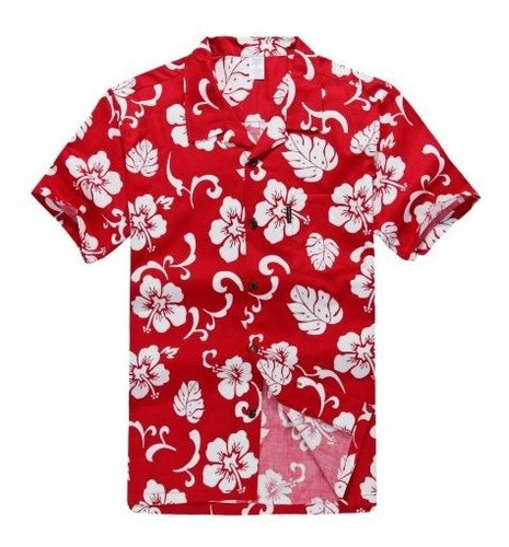 Camisa Hawaiana Para Hombre Camisa Aloha 2xl Hibisco Rojo