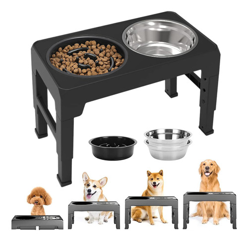 Comedero Elevado Para Perro Gatos, Plato Alimentación Lenta