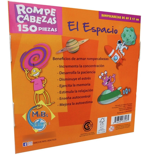 Imagen 2 de 5 de Rompecabeza 150 Piezas Puzzle Espacio Planeta Educativo Niño