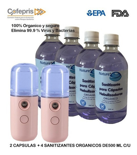 4 Sanitizantes Para Capsulas Más 2 Nano Difusor Humidificado
