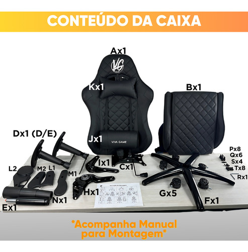 Cadeira Gamer Escritório Ergonômica Viva Game Kron Preto