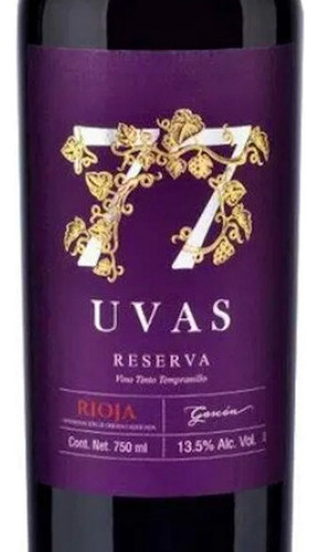 Pack De 6 Vino Tinto 77 Uvas Reserva Tempranillo 13.5º 750 M
