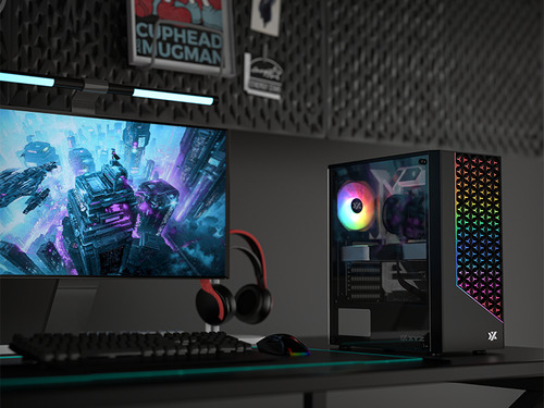 Gabinete Xyz Portal 200 A-rgb Atx Black Fan